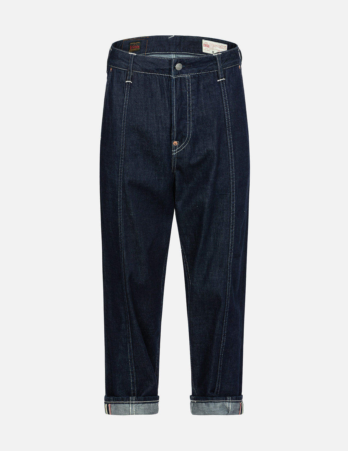 海鸥和商标印花吊脚宽松牛仔裤